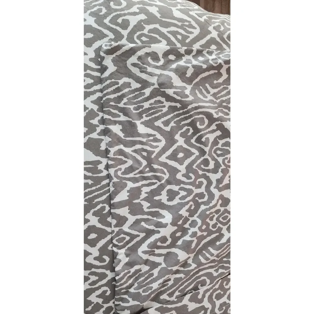 Pottery Barn Gray Slate Cotton Graphic Percale Full/Queen Duvet Pillow Shams